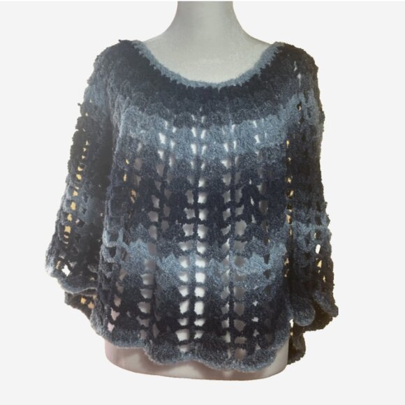 Blue Ombre Crochet Infinity Scarf – Soft & Cozy Winter Loop - Picture 4 of 5